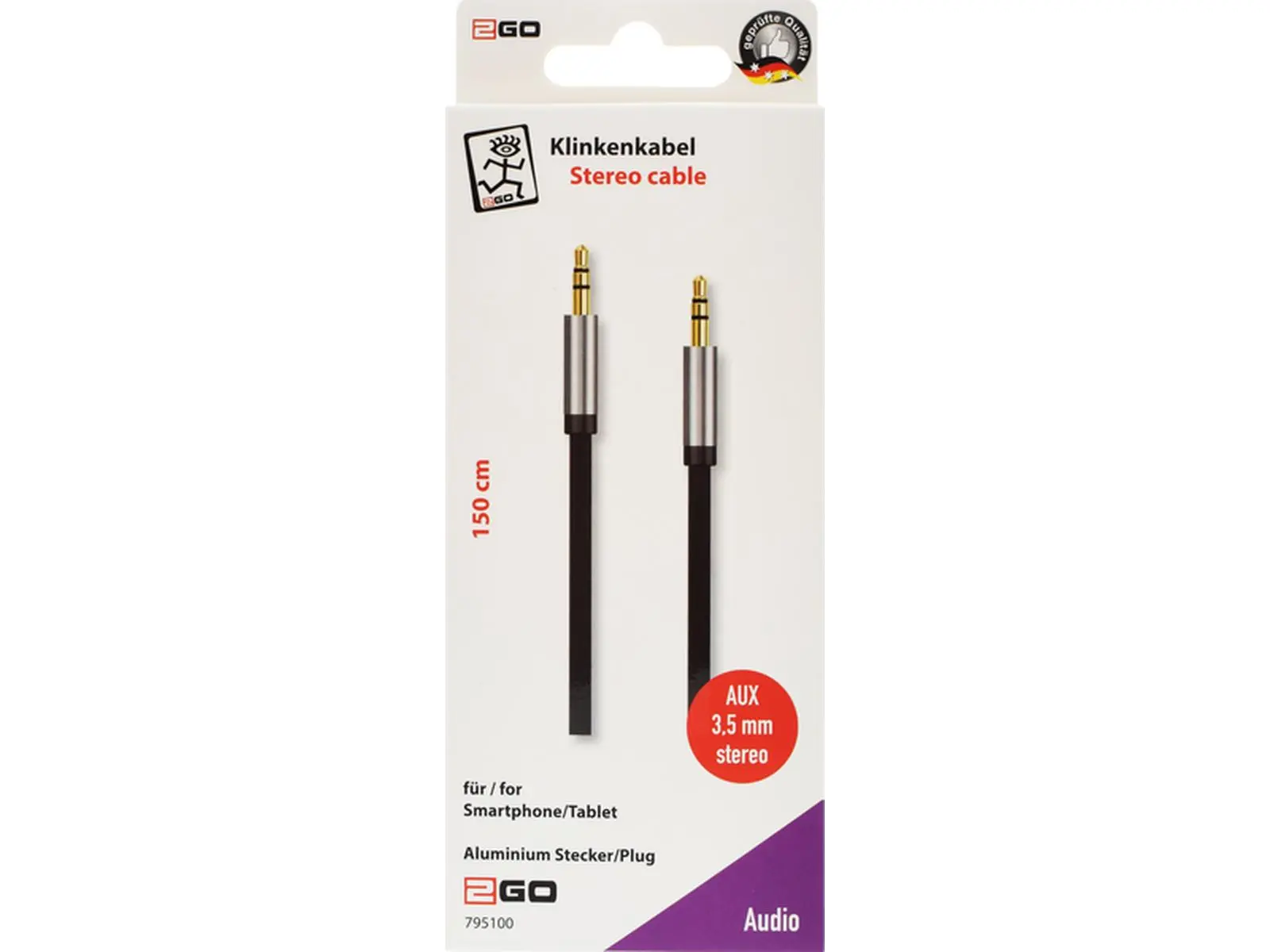 AUX Stereo-Audio-Kabel, schwarz,1,5m