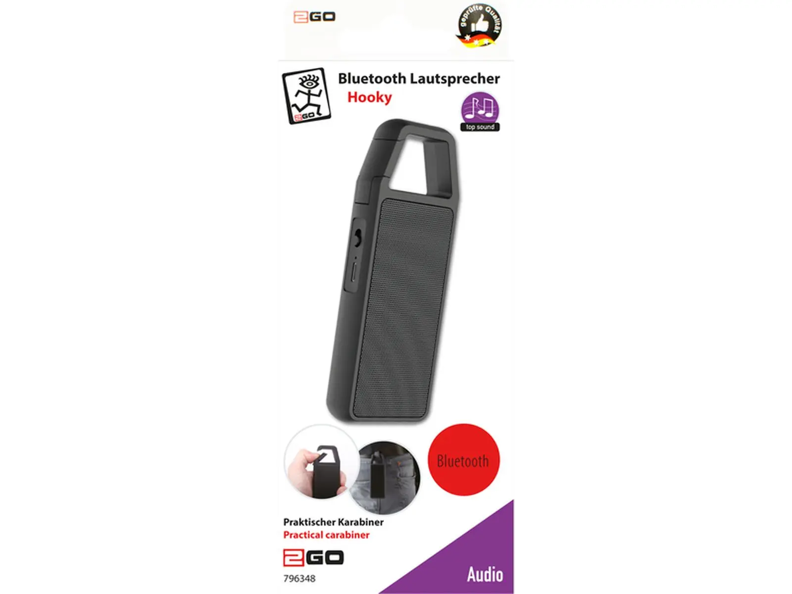 Bluetooth Lautsprecher, Karabiner, schwarz