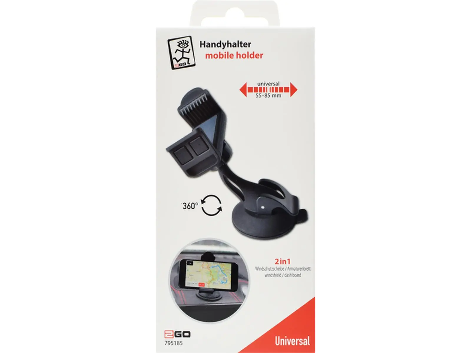 Passivhalter für Handy an Windschutzscheibe