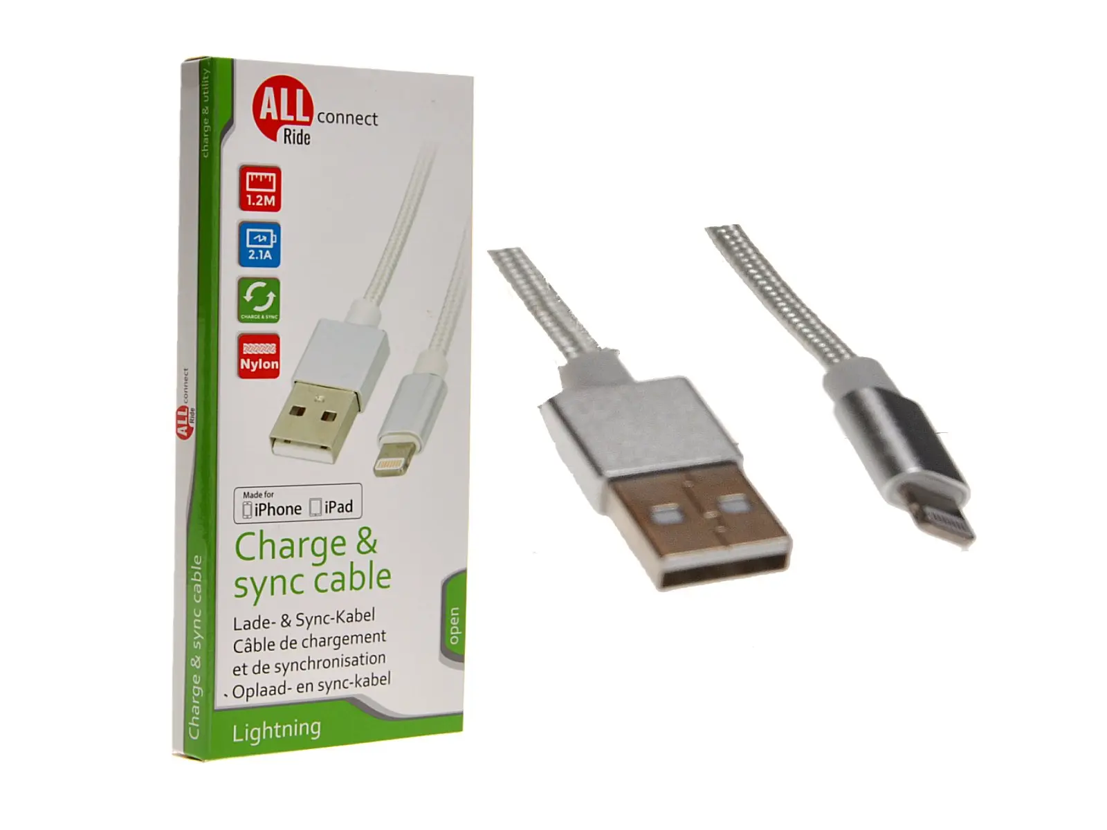 AR connect Ladekabel Lightning mit Nylon Kabel