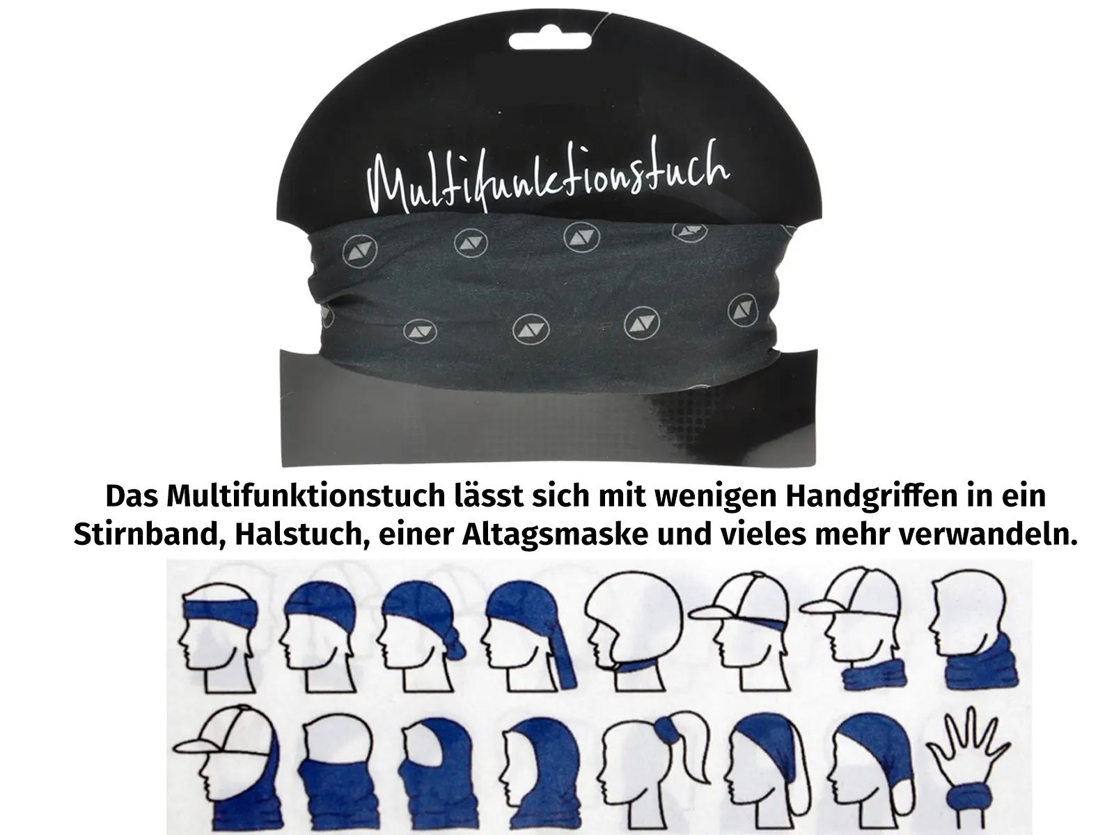 Multifunktionstuch Einheitsgröße, schwarz-grau 